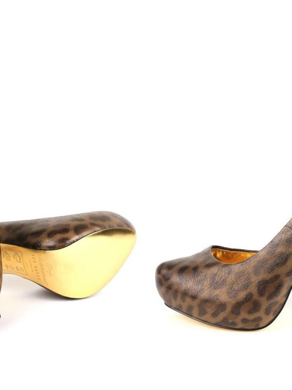 Ted Baker Cardeen Brown Leopard Multi Designer Pumps Gold Heel